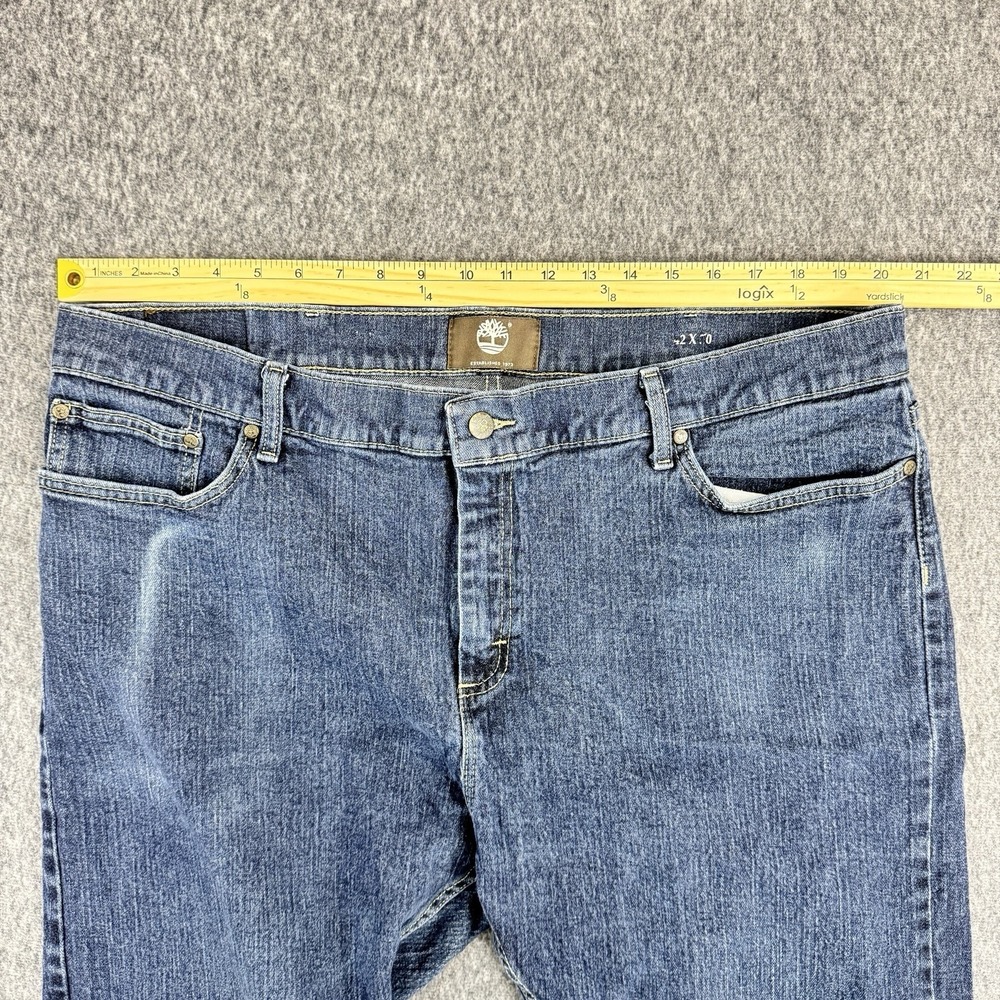 Timberland Work Wear Straight Fit Stretch Denim Jeans Blue Mens 42x30 - Picture 3 of 9